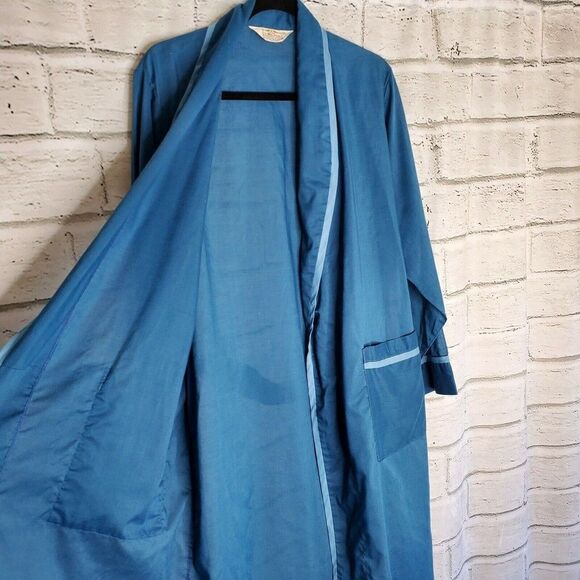 Vintage Robe By Weldon Blue Polyester Mens Robe With Belt Medium - Picture 5 of 9